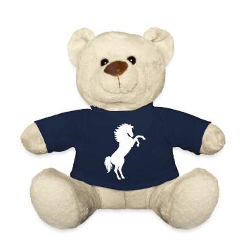 Steigendes Pferd Geschenk - Steigender Schimmel - Teddy - French Navy - Vorne