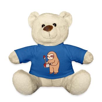 Sloth Painting Falling Asleep Ironic Lazy Tired - Teddy Bear - royal blue - Front