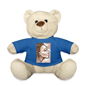 Abstrakte Porträtkunst mit Punktmuster - Teddy - Königsblau - Vorne