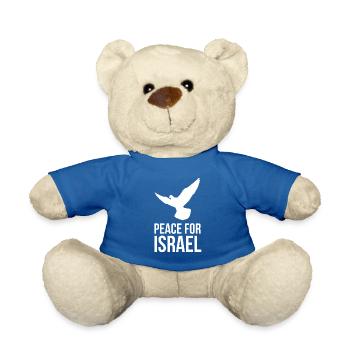 PEACE FOR ISRAEL with dove of peace - Teddy Bear - royal blue - Front