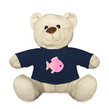 Sunrise Pink et Peach Ombre Outlined Fish - Nounours - bleu marine - Devant