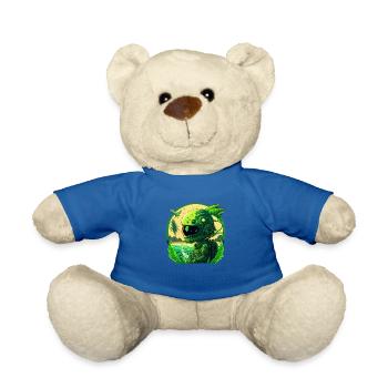 A green astronaut not from this Earth - Teddy Bear - royal blue - Front