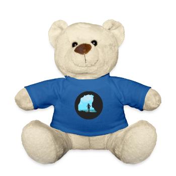 Bouldering \ Climbing - Woman in front of rocks - Teddy Bear - royal blue - Front