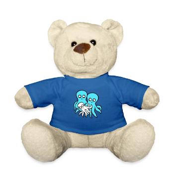 Oktopus Mama Papa Kind Baby Mutter Vater Familie - Teddy - Königsblau - Vorne