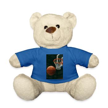 Basketball on its way to the basket - Teddy Bear - royal blue - Front