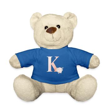 Letter K with flowers - Teddy Bear - royal blue - Front