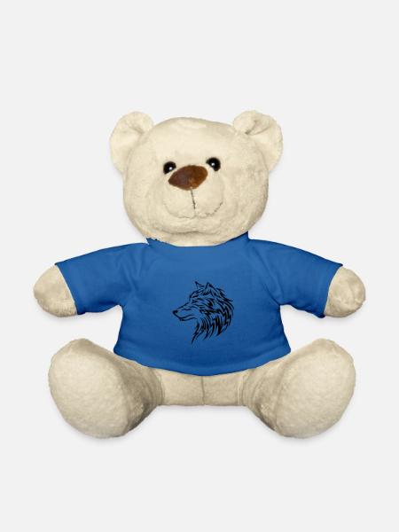 loup tribal - Nounours - bleu roi