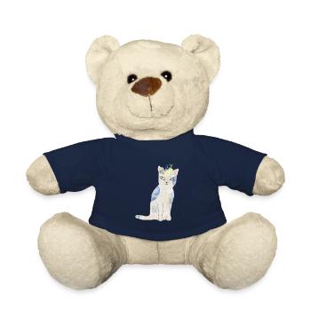 Blue floral cat - Teddy Bear - french navy - Front