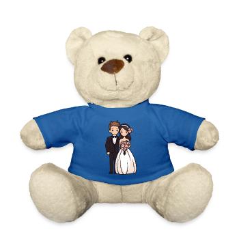 Mariée marié jeunes mariés mariage - Nounours - bleu roi - Devant