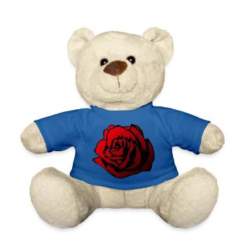 pink flower - Teddy Bear - royal blue - Front