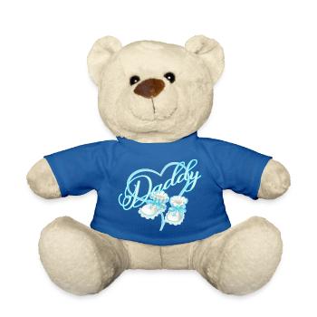Daddy mit Herz Junge Babyschuhe blau - Teddy - Königsblau - Vorne