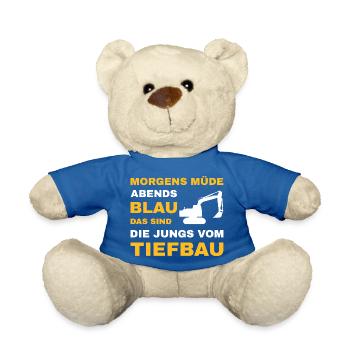 Tiefbau Tiefbauer Straßenbau Bagger Fahrer baggern - Teddy - Königsblau - Vorne