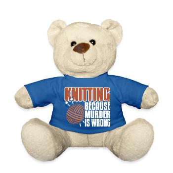 Tricoter parce que le meurtre est faux Citation drôle de fil - Nounours - bleu roi - Devant