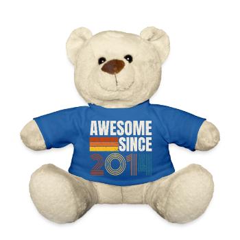 Awesome Since 2014 Retro Vintage Birthday - Teddy Bear - royal blue - Front