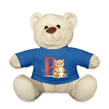 Bear with letter P - Teddy Bear - royal blue - Front