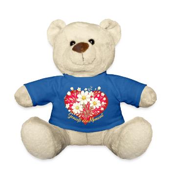 Genieß den Moment Blumenherz - Teddy - Königsblau - Vorne