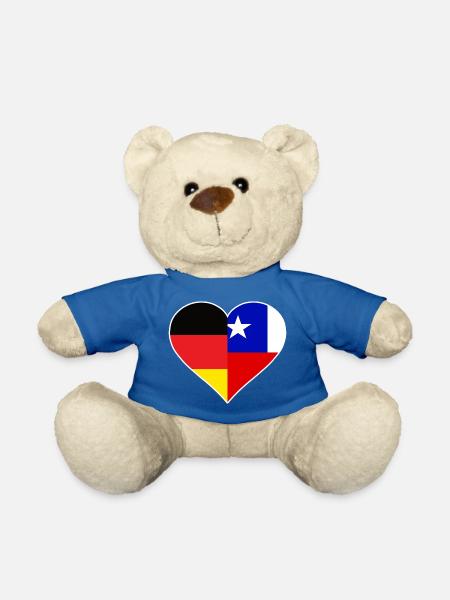 Deutsch-Chilenisches Flaggenherz - Teddy - Königsblau