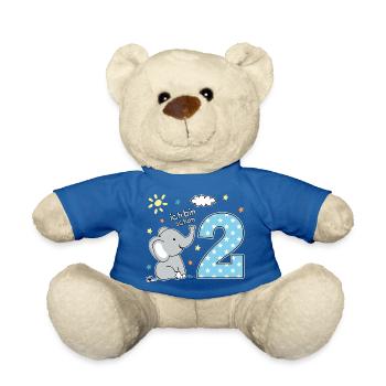 2. Geburtstag niedlicher Elefant Jungen Geschenk - Teddy - Königsblau - Vorne