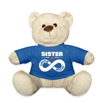 Sister Always On Never Off Schwester Shirt - Teddy Bear - royal blue - Front