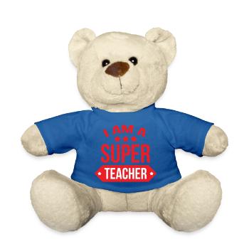 Great Teacher Modern Typography and Stars - Teddy Bear - royal blue - Front