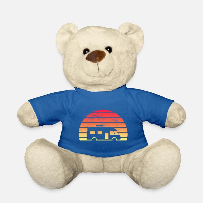 Modern Motorhome Silhouette at Sunset (Red) - Teddy Bear - royal blue
