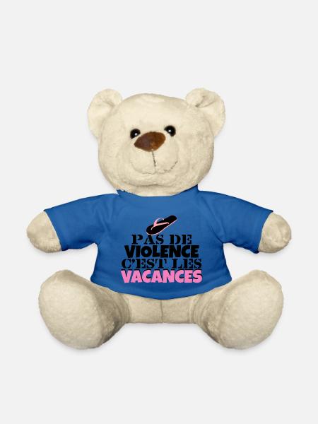 pas de violence c est les vacances - Nounours - bleu roi