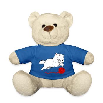 Cat and a thread ball - Teddy Bear - royal blue - Front