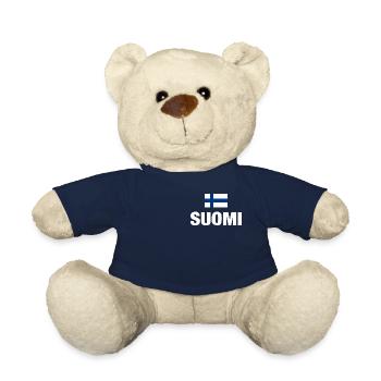 Finland Suomi Finland Finnish flag football - Teddy Bear - french navy - Front