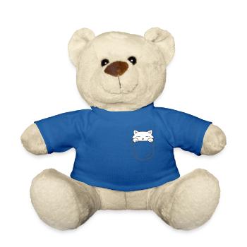 Cute cat sitting in a pocket - Teddy Bear - royal blue - Front