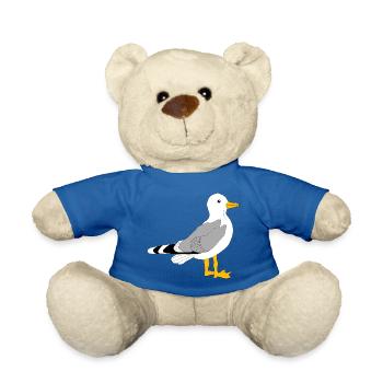Whimsical Grey Wing Duck Illustration - Teddy Bear - royal blue - Front