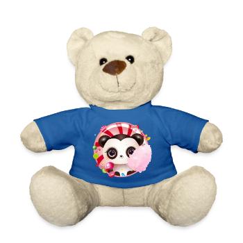 Cute panda bear with cotton candy & candy - Teddy Bear - royal blue - Front