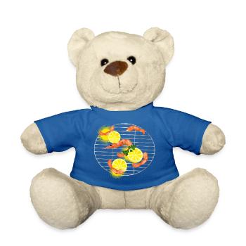 Prawns or shrimp with lemons on grill grate - Teddy Bear - royal blue - Front