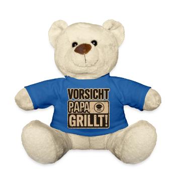 Attention papa fait des grillades amusantes au barbecue - Nounours - bleu roi - Devant