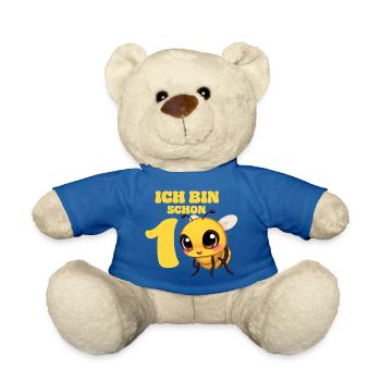 1er anniversaire enfants bébé 1 an bambin - Nounours - bleu roi - Devant