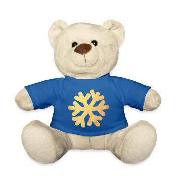 Snowflake Gold Christmas Decoration Snow Winter - Teddy Bear - royal blue - Front