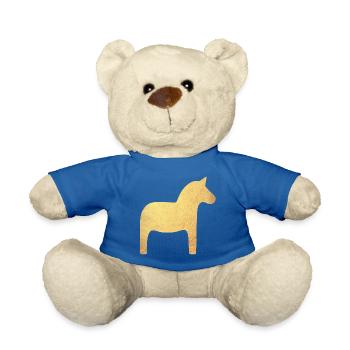 Dalapferd Gold Schweden Weihnachten Deko Luxus  - Teddy - Königsblau - Vorne