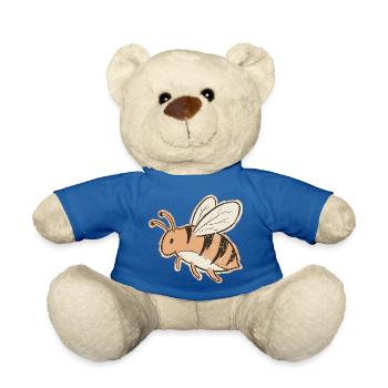 Orange Cartoon Bee Stripes Tiger - Teddy Bear - royal blue - Front