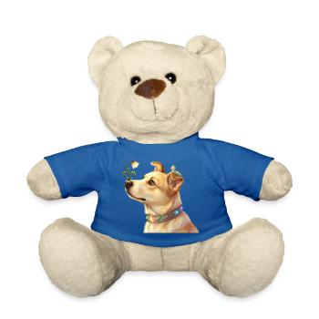 Fairy Dog with Magic Flower and Caterpillar - Teddy Bear - royal blue - Front