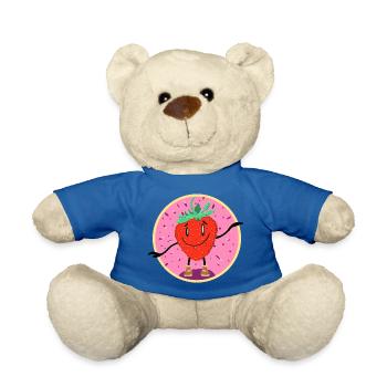 Fröhliche tanzende Erdbeere Cartoon  - Teddy - Königsblau - Vorne