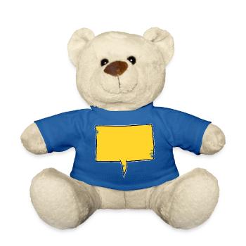 Eckige Sprechblase in Gelb used look - Teddy - Königsblau - Vorne