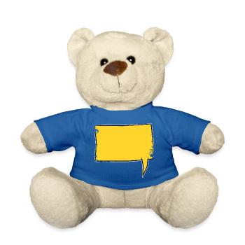 Eckige Sprechblase rechts in Gelb used look - Teddy - Königsblau - Vorne