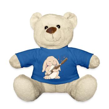 Mignon joueur de basson kawaii Lapin - Nounours - bleu roi - Devant
