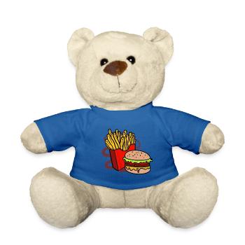 Fries and burger - Teddy Bear - royal blue - Front