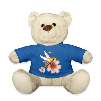 Flying bee with flowers hand drawn - Teddy Bear - royal blue - Front