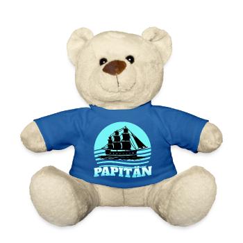 Papa Papitän Captain with Ship Motif - Teddy Bear - royal blue - Front