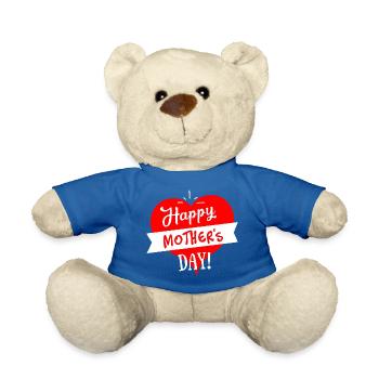 Joyeuse fête des mères Cœur - Blanc Rouge - Nounours - bleu roi - Devant