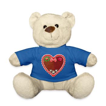 55 Lebkuchenherz Schatzi Dein eigener Text - Teddy - Königsblau - Vorne