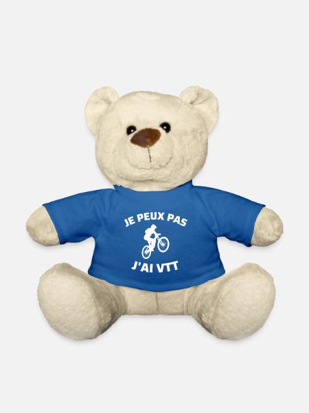 t shirt je peux pas j'ai vtt humour vetetiste - Nounours - bleu roi