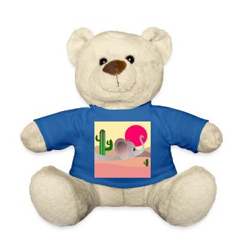 ELEPHANT DESERT LANDSCAPE - CACTI - Teddy Bear - royal blue - Front