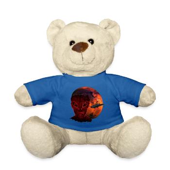 Alien & Mars with UFO - Teddy Bear - royal blue - Front